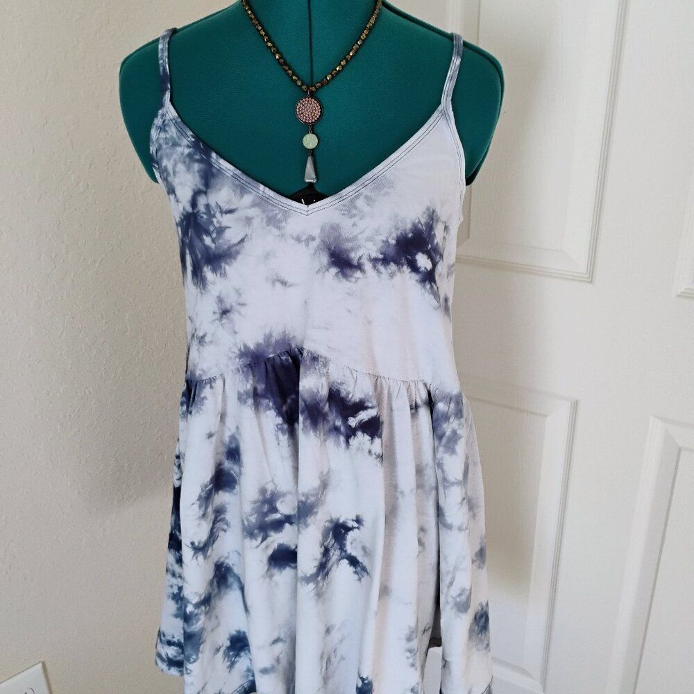 Z Supply Blue Tie-Dye Babydoll Slip Dress Large